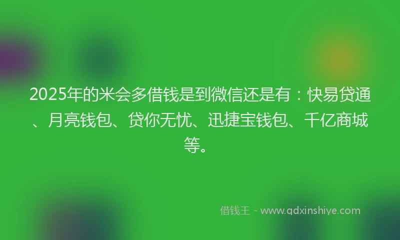 2025年的米会多借钱是到微信还是有：快易贷通、月亮钱包、贷你无忧、迅捷宝钱包、千亿商城等。