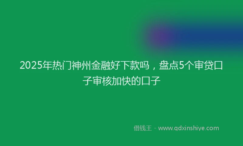 2025年热门神州金融好下款吗，盘点5个审贷口子审核加快的口子
