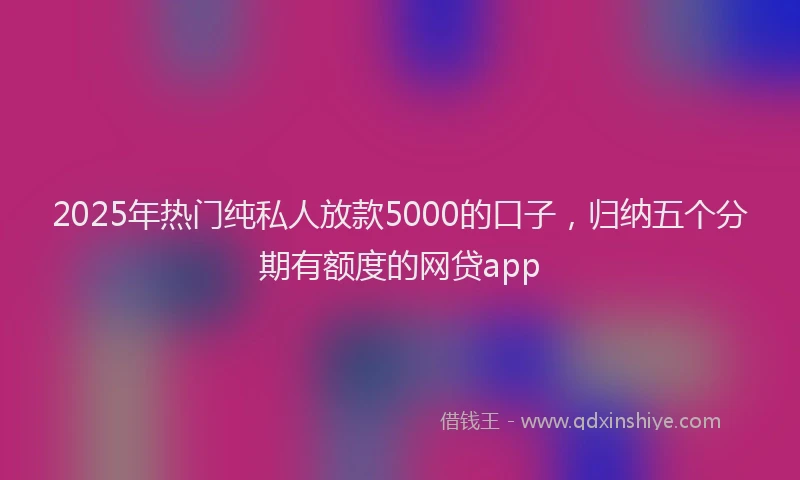 2025年热门纯私人放款5000的口子，归纳五个分期有额度的网贷app
