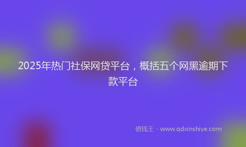 2025年热门社保网贷平台，概括五个网黑逾期下款平台