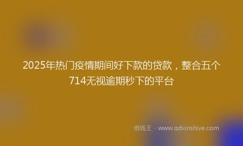 2025年热门疫情期间好下款的贷款，整合五个714无视逾期秒下的平台