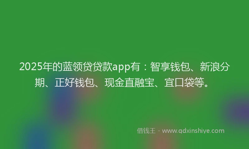 2025年的蓝领贷贷款app有：智享钱包、新浪分期、正好钱包、现金直融宝、宜口袋等。
