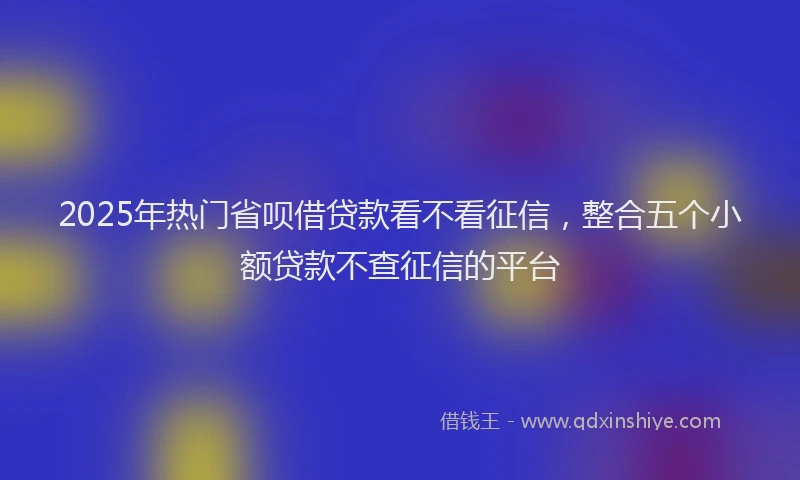 2025年热门省呗借贷款看不看征信，整合五个小额贷款不查征信的平台