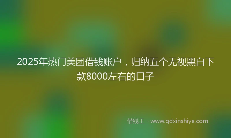 2025年热门美团借钱账户，归纳五个无视黑白下款8000左右的口子
