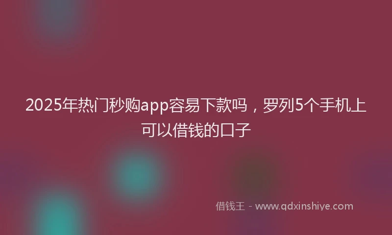 2025年热门秒购app容易下款吗，罗列5个手机上可以借钱的口子