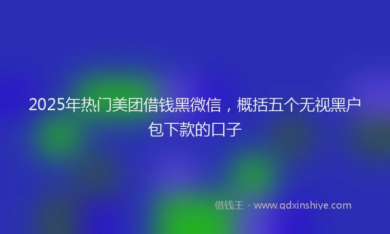 2025年热门美团借钱黑微信，概括五个无视黑户包下款的口子