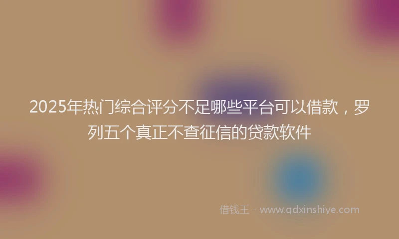 2025年热门综合评分不足哪些平台可以借款，罗列五个真正不查征信的贷款软件