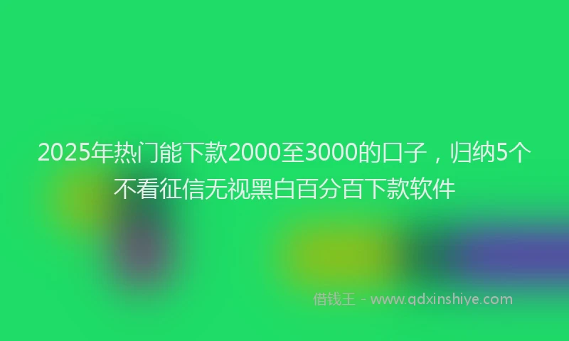 2025年热门能下款2000至3000的口子，归纳5个不看征信无视黑白百分百下款软件
