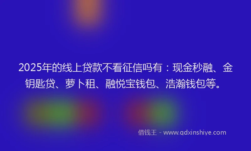 2025年的线上贷款不看征信吗有：现金秒融、金钥匙贷、萝卜租、融悦宝钱包、浩瀚钱包等。