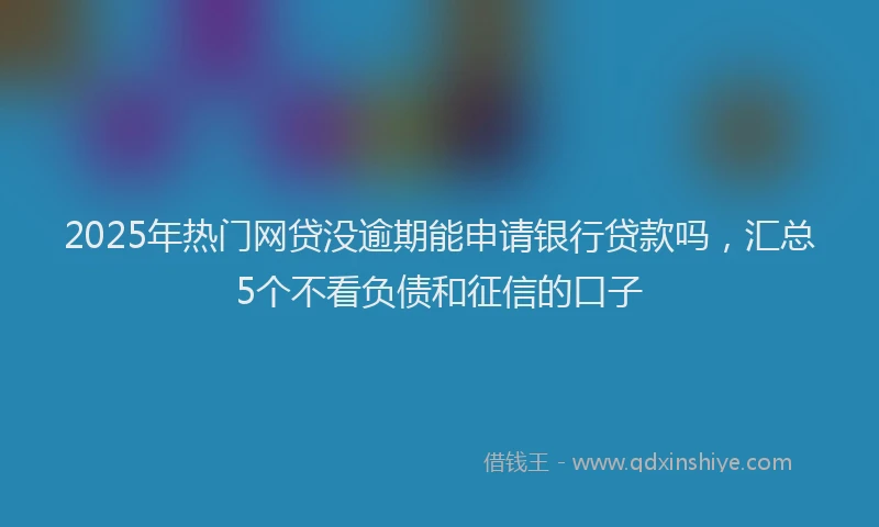 2025年热门网贷没逾期能申请银行贷款吗，汇总5个不看负债和征信的口子