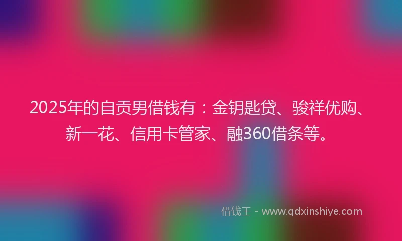 2025年的自贡男借钱有：金钥匙贷、骏祥优购、新一花、信用卡管家、融360借条等。