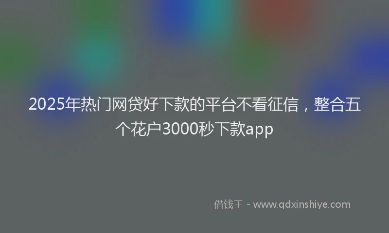 2025年热门网贷好下款的平台不看征信，整合五个花户3000秒下款app