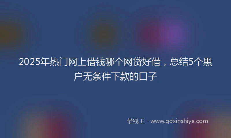 2025年热门网上借钱哪个网贷好借，总结5个黑户无条件下款的口子