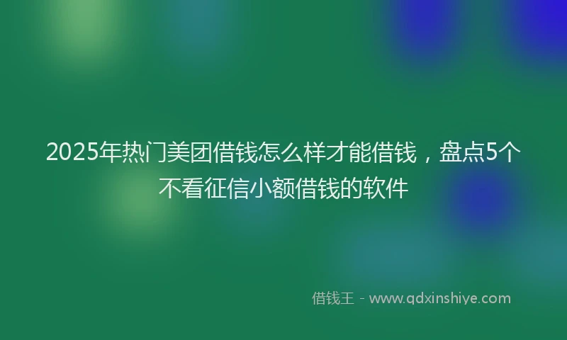 2025年热门美团借钱怎么样才能借钱，盘点5个不看征信小额借钱的软件