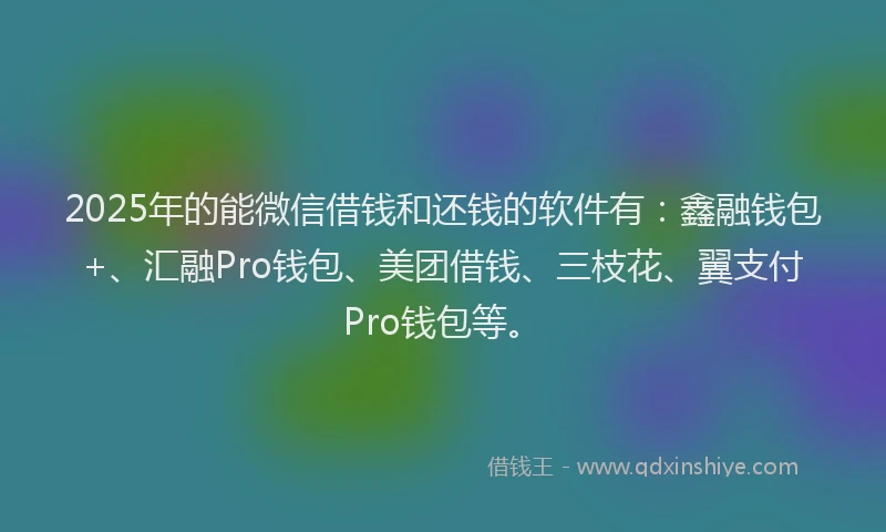 2025年的能微信借钱和还钱的软件有：鑫融钱包+、汇融Pro钱包、美团借钱、三枝花、翼支付Pro钱包等。
