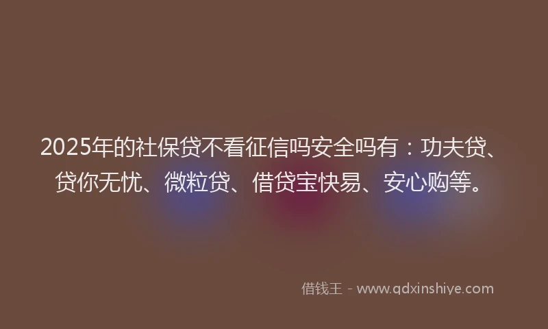 2025年的社保贷不看征信吗安全吗有：功夫贷、贷你无忧、微粒贷、借贷宝快易、安心购等。