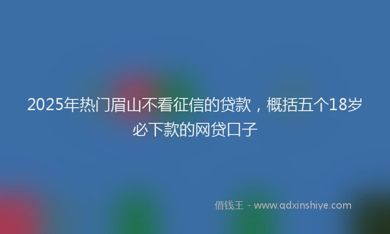 2025年热门眉山不看征信的贷款，概括五个18岁必下款的网贷口子