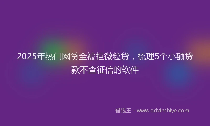 2025年热门网贷全被拒微粒贷，梳理5个小额贷款不查征信的软件