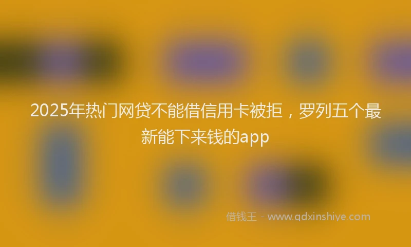 2025年热门网贷不能借信用卡被拒，罗列五个最新能下来钱的app