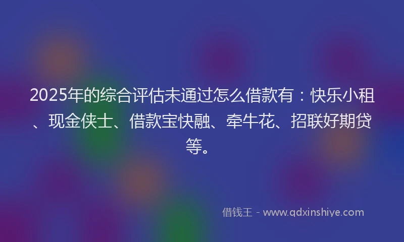 2025年的综合评估未通过怎么借款有：快乐小租、现金侠士、借款宝快融、牵牛花、招联好期贷等。