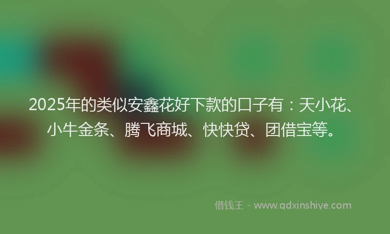 2025年的类似安鑫花好下款的口子有：天小花、小牛金条、腾飞商城、快快贷、团借宝等。