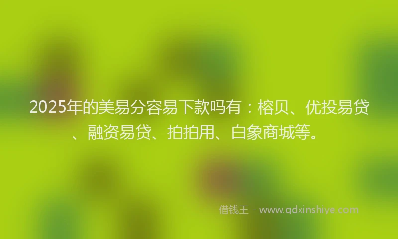 2025年的美易分容易下款吗有：榕贝、优投易贷、融资易贷、拍拍用、白象商城等。