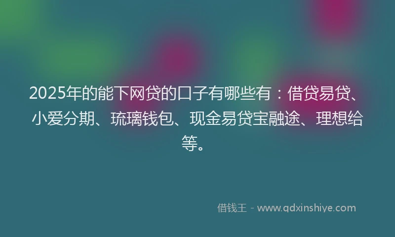 2025年的能下网贷的口子有哪些有：借贷易贷、小爱分期、琉璃钱包、现金易贷宝融途、理想给等。