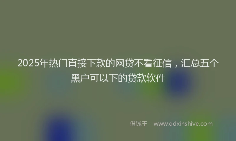 2025年热门直接下款的网贷不看征信，汇总五个黑户可以下的贷款软件