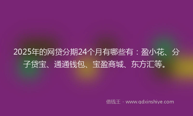2025年的网贷分期24个月有哪些有：盈小花、分子贷宝、通通钱包、宝盈商城、东方汇等。