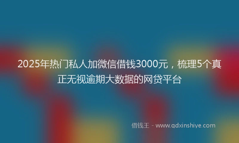 2025年热门私人加微信借钱3000元，梳理5个真正无视逾期大数据的网贷平台