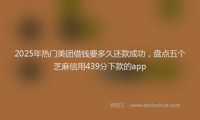 2025年热门美团借钱要多久还款成功，盘点五个芝麻信用439分下款的app