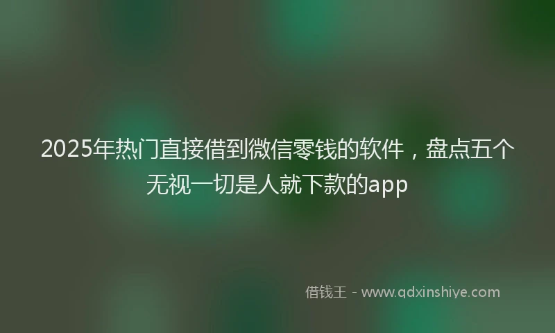 2025年热门直接借到微信零钱的软件，盘点五个无视一切是人就下款的app