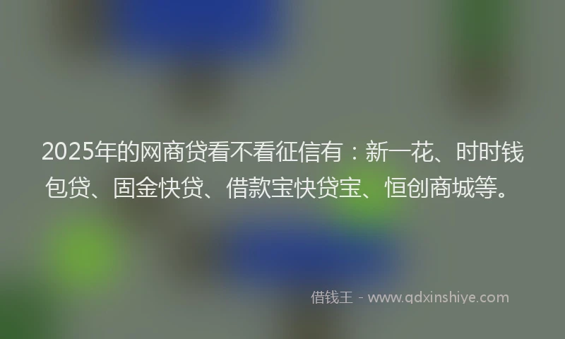 2025年的网商贷看不看征信有：新一花、时时钱包贷、固金快贷、借款宝快贷宝、恒创商城等。