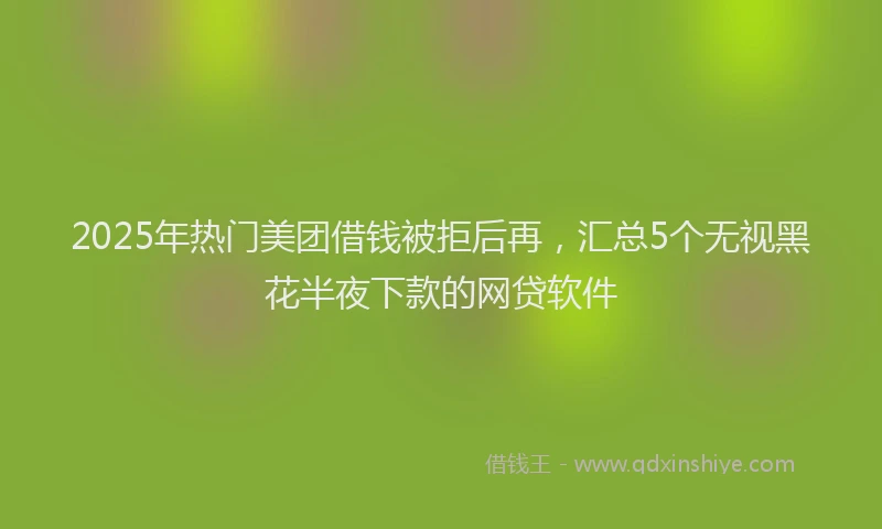 2025年热门美团借钱被拒后再，汇总5个无视黑花半夜下款的网贷软件
