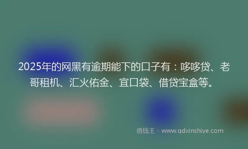 2025年的网黑有逾期能下的口子有：哆哆贷、老哥租机、汇火佑金、宜口袋、借贷宝盒等。