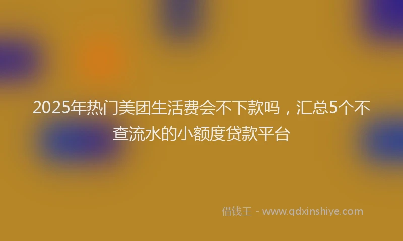 2025年热门美团生活费会不下款吗，汇总5个不查流水的小额度贷款平台