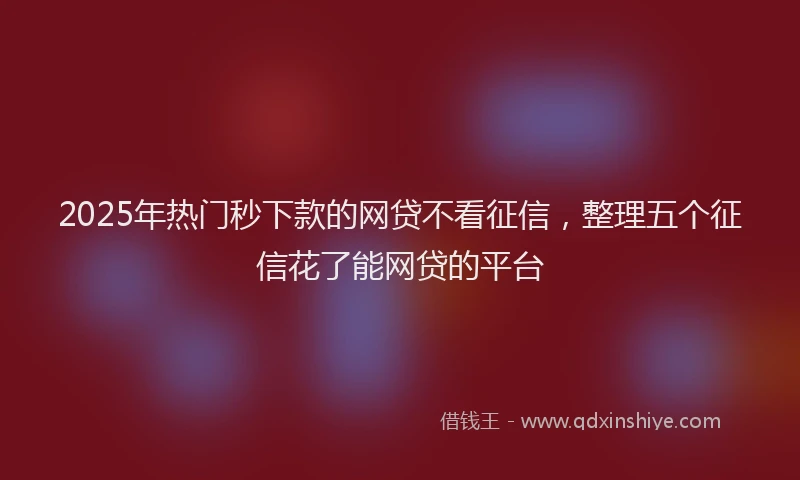 2025年热门秒下款的网贷不看征信，整理五个征信花了能网贷的平台