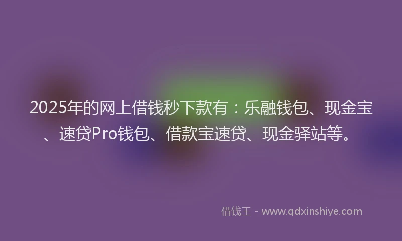 2025年的网上借钱秒下款有：乐融钱包、现金宝、速贷Pro钱包、借款宝速贷、现金驿站等。