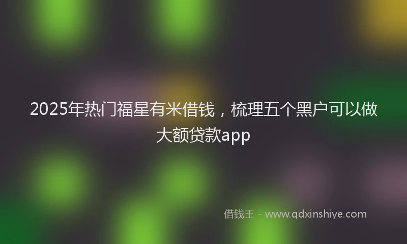 2025年热门福星有米借钱，梳理五个黑户可以做大额贷款app
