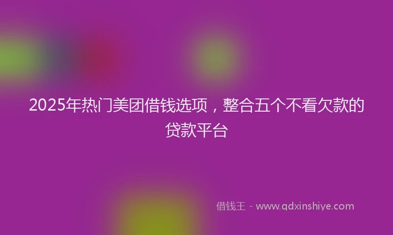 2025年热门美团借钱选项，整合五个不看欠款的贷款平台