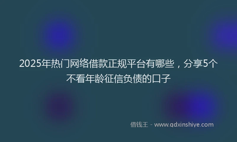 2025年热门网络借款正规平台有哪些，分享5个不看年龄征信负债的口子