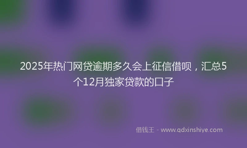 2025年热门网贷逾期多久会上征信借呗，汇总5个12月独家贷款的口子