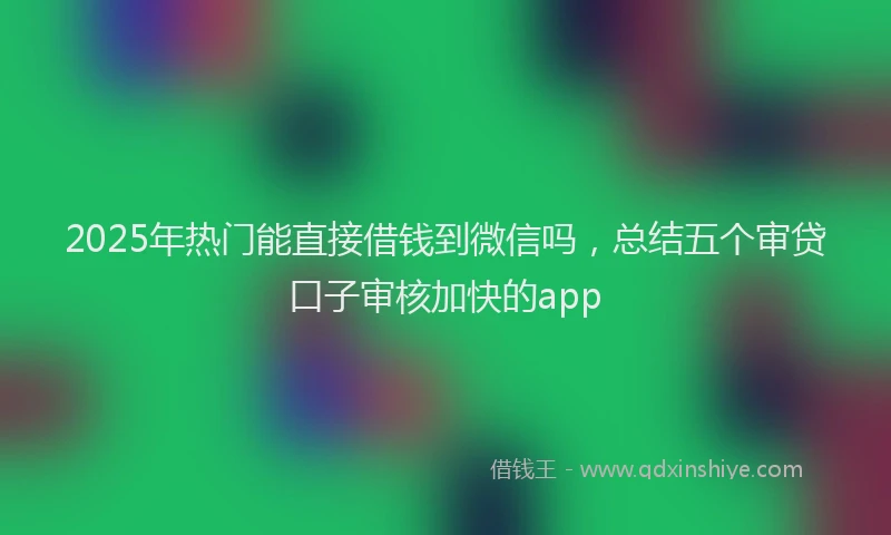 2025年热门能直接借钱到微信吗，总结五个审贷口子审核加快的app