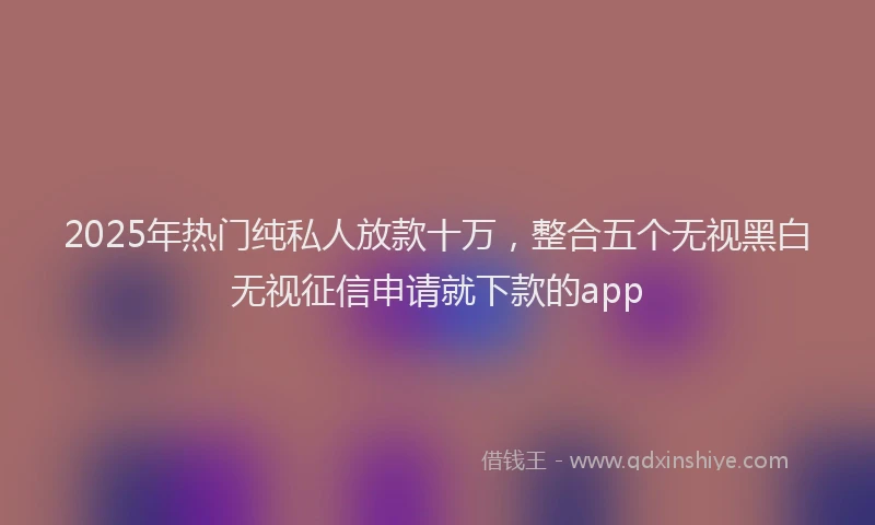 2025年热门纯私人放款十万，整合五个无视黑白无视征信申请就下款的app