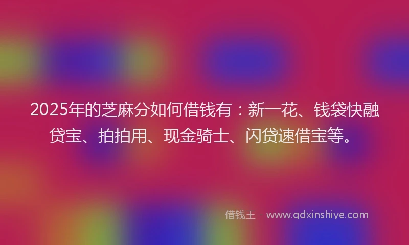 2025年的芝麻分如何借钱有：新一花、钱袋快融贷宝、拍拍用、现金骑士、闪贷速借宝等。