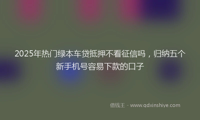 2025年热门绿本车贷抵押不看征信吗，归纳五个新手机号容易下款的口子