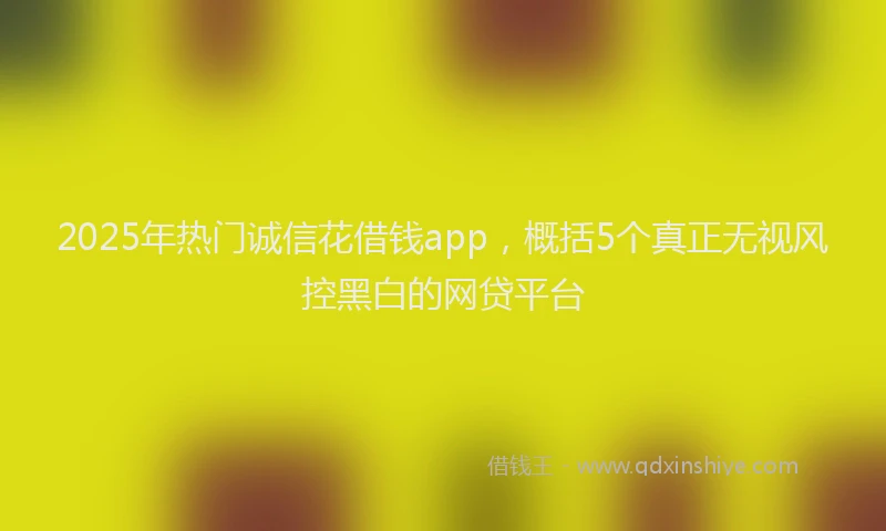 2025年热门诚信花借钱app，概括5个真正无视风控黑白的网贷平台