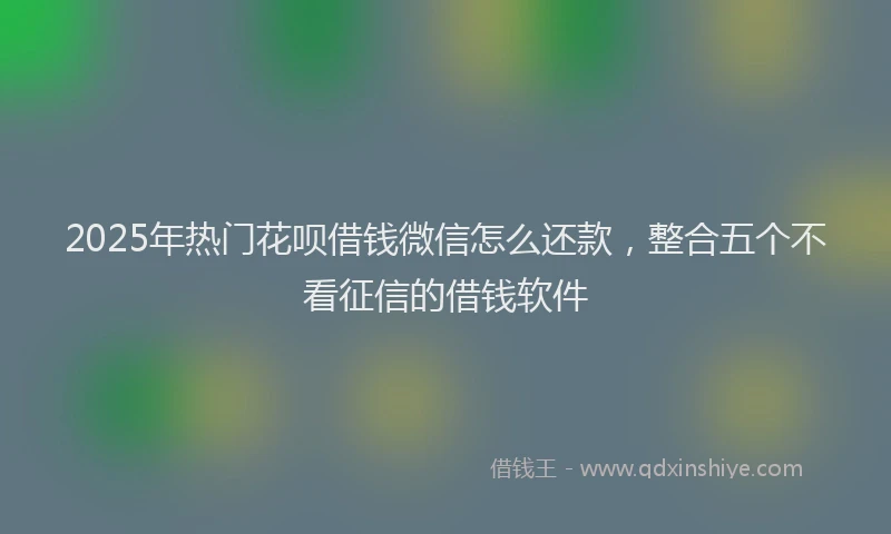 2025年热门花呗借钱微信怎么还款，整合五个不看征信的借钱软件
