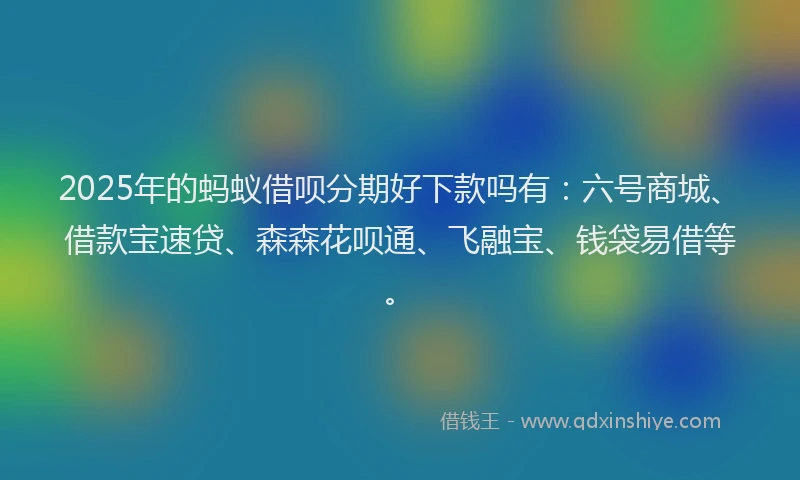 2025年的蚂蚁借呗分期好下款吗有：六号商城、借款宝速贷、森森花呗通、飞融宝、钱袋易借等。