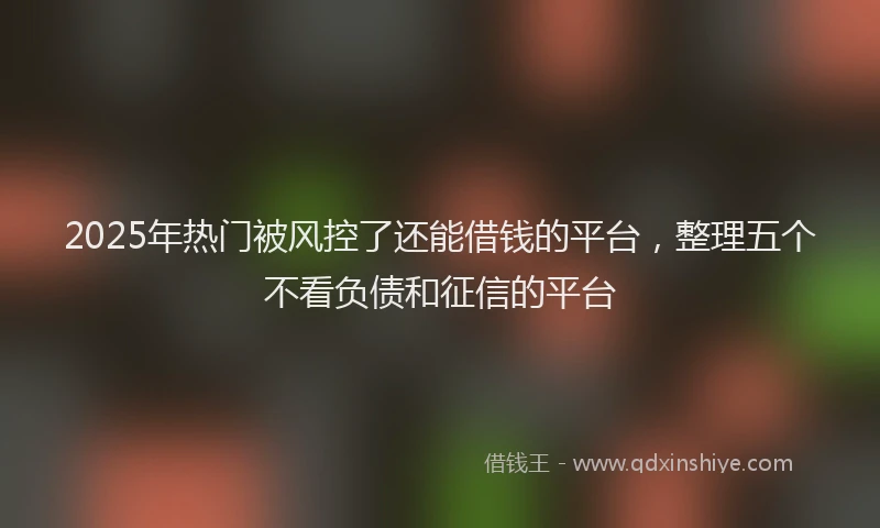 2025年热门被风控了还能借钱的平台，整理五个不看负债和征信的平台